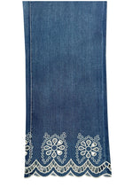 Ethyl Pull-On Wide Leg Crop Jean with Scalloped Embroidered Hem