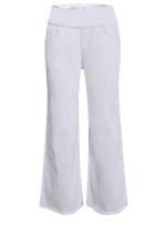 Ethyl Pull-On Wide Leg Denim Crop Jean - White