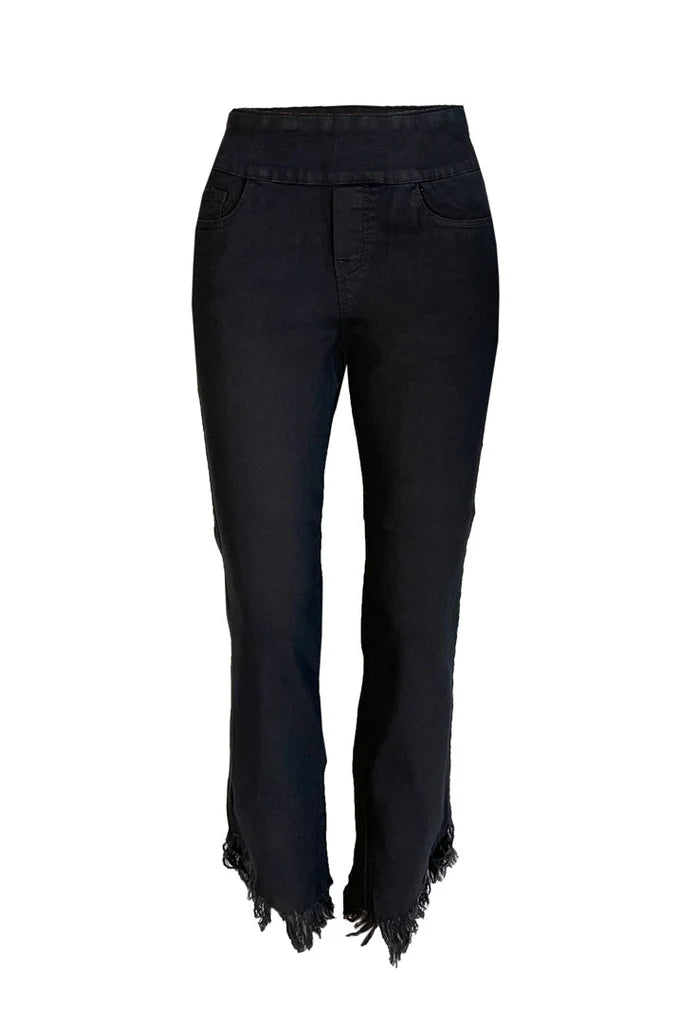 Ethyl Pull On Front Ankle with Angle Fray - Black