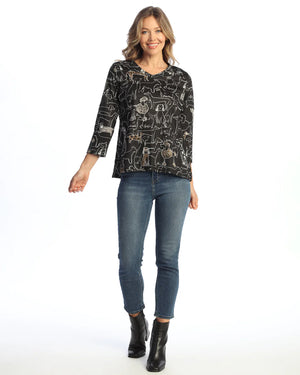 Jess & Jane Paw Pals V-Neck Top - MADE IN THE USA