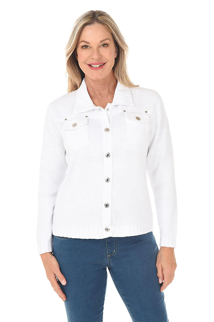 PBJ Blues Sweater Jacket - White