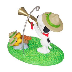 The Peanuts® Gang Beagle Scouts 50th Anniversary Rise and Shine! Ornament and Pin, Set of 2 2024 Hallmark Keepsake Ornament