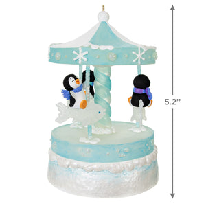 Playful Penguins on Carousel Musical Ornament 2024 Hallmark Keepsake Ornament With Light and Motion