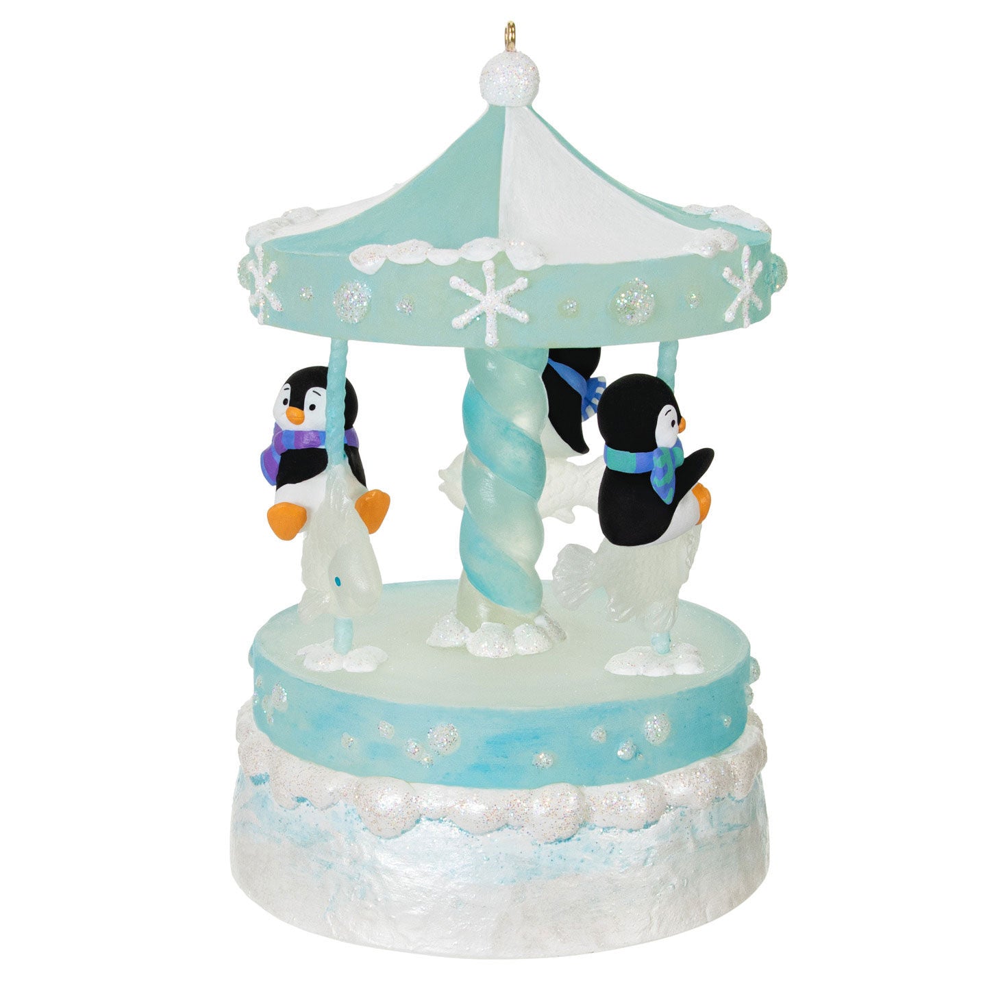 Playful Penguins on Carousel Musical Ornament 2024 Hallmark Keepsake Ornament With Light and Motion