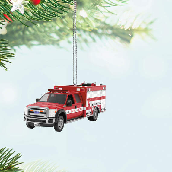 Fire Brigade 2011 Ford F-550 Fire Engine 2024 Ornament With Light 2024 Hallmark Keepsake Ornament