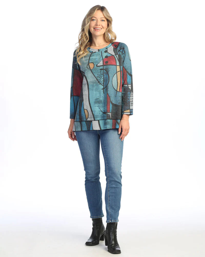 Jess & Jane Granada Fleece Raglan Sleeve Tunic Top - MADE IN THE USA