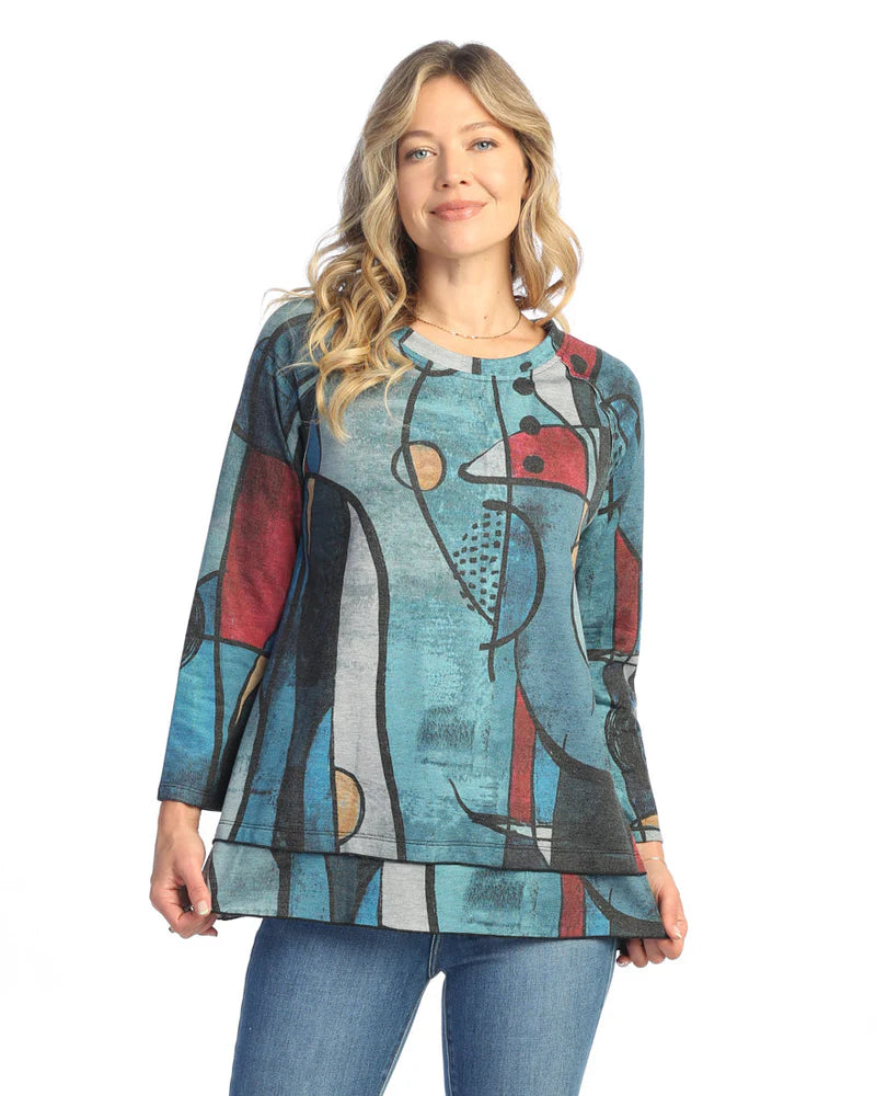 Jess & Jane Granada Fleece Raglan Sleeve Tunic Top - MADE IN THE USA