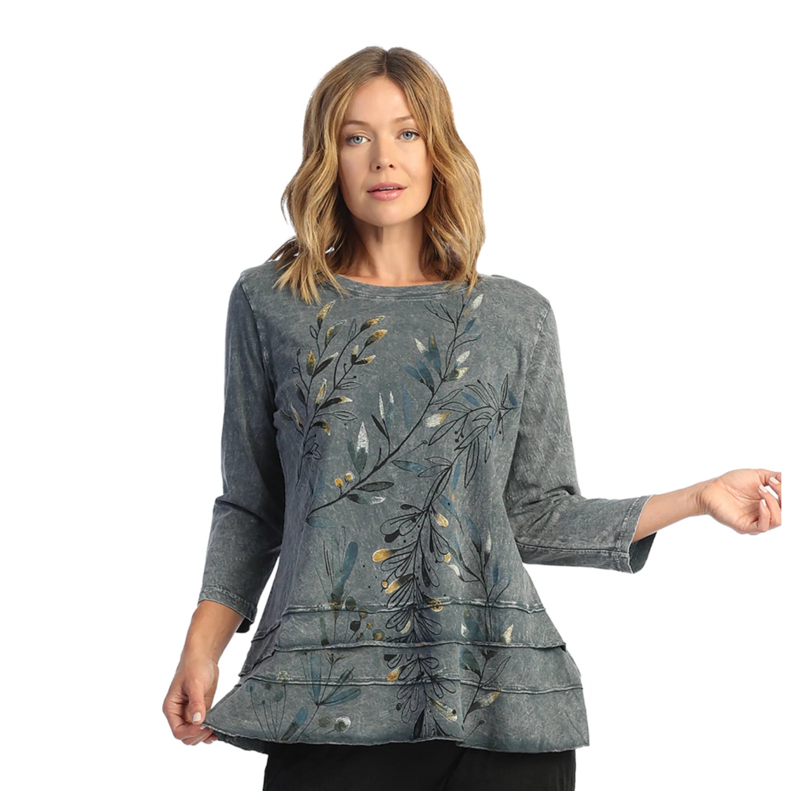 Jess & Jane Whisper Abstract Mineral Wash Layered Tunic Top