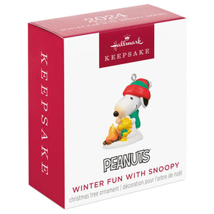 Mini Peanuts® Winter Fun With Snoopy Ornament, 1.02" 2024 Hallmark Keepsake Ornament