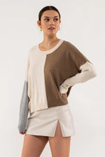 Blu Pepper Colorblock Sweater with Drop Sleeve