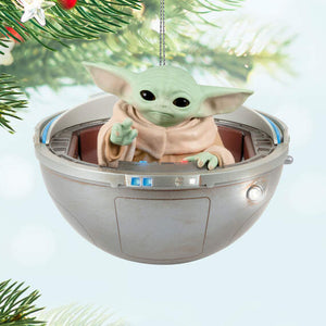 Star Wars: The Mandalorian™ Grogu™ in Hovering Pram Ornament With Light, Sound and Motion 2024 Hallmark Keepsake Ornament