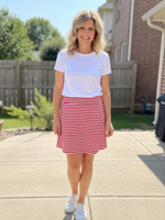 Lulu B UPF 50+ Skort - Red + White Striped