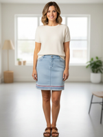 Lulu B Light Denim Skort with Patriotic Embroidery