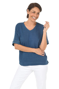 Wild Palms Cotton French Terry Pocketed Elbow Sleeve Tee