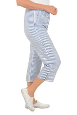 Wild Palms Mini Stripe Pull-On Capri - White + Denim