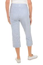 Wild Palms Mini Stripe Pull-On Capri - White + Denim
