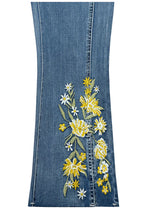 Ethyl Fly Front Embroidered Capri - Yellow Floral Accent