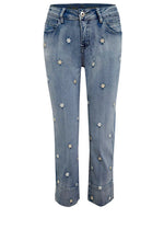 Ethyl Fly Front Capri with Flower Embroidery