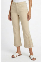 Ethyl Fly-Front Crop Jean Raw Edge Hem and Button Detail