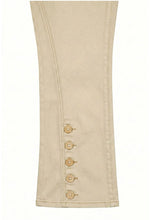 Ethyl Fly-Front Crop Jean Raw Edge Hem and Button Detail