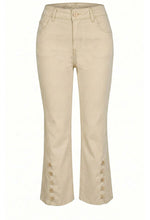 Ethyl Fly-Front Crop Jean Raw Edge Hem and Button Detail