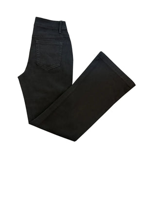 Ethyl Fly Front - Wide Leg Denim Jean in Black Denim Wash