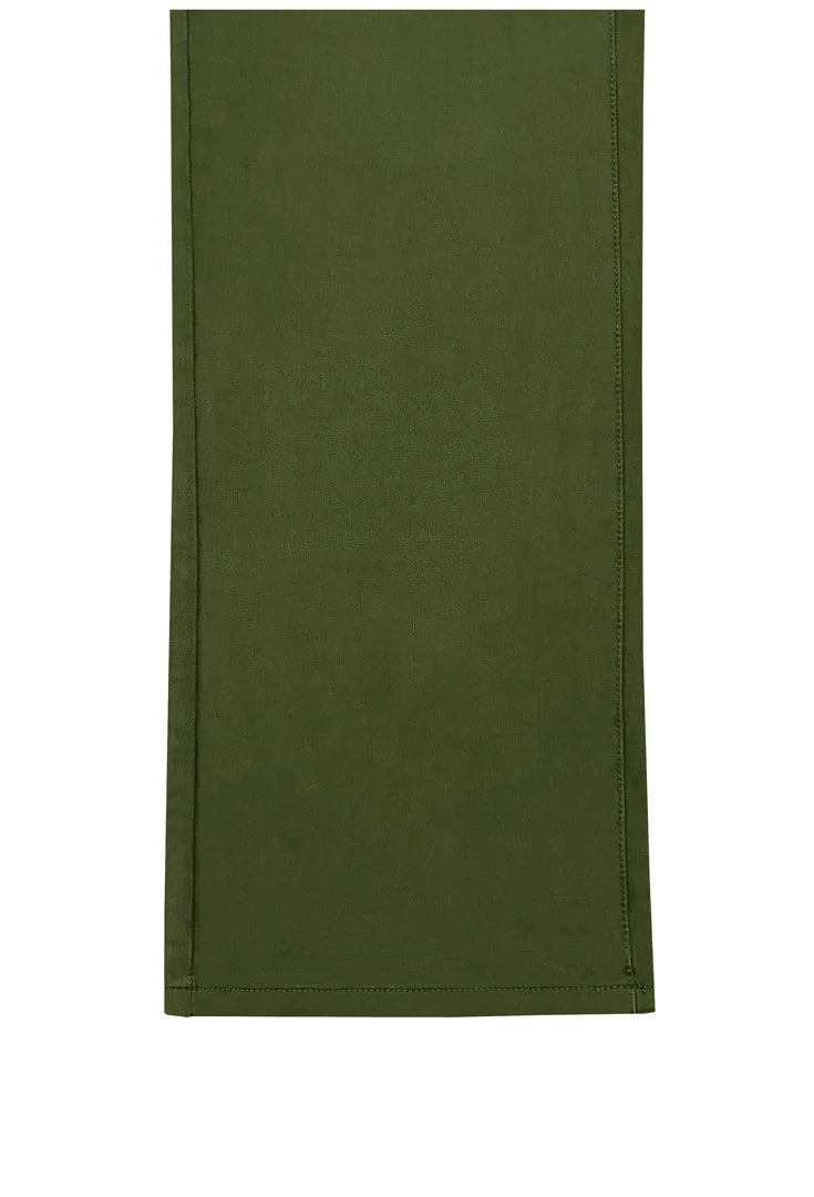 Ethyl Wide Leg Jean with Pork Chop Pocket - Olive