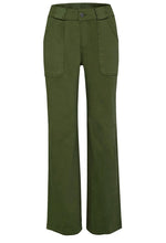 Ethyl Wide Leg Jean with Pork Chop Pocket - Olive