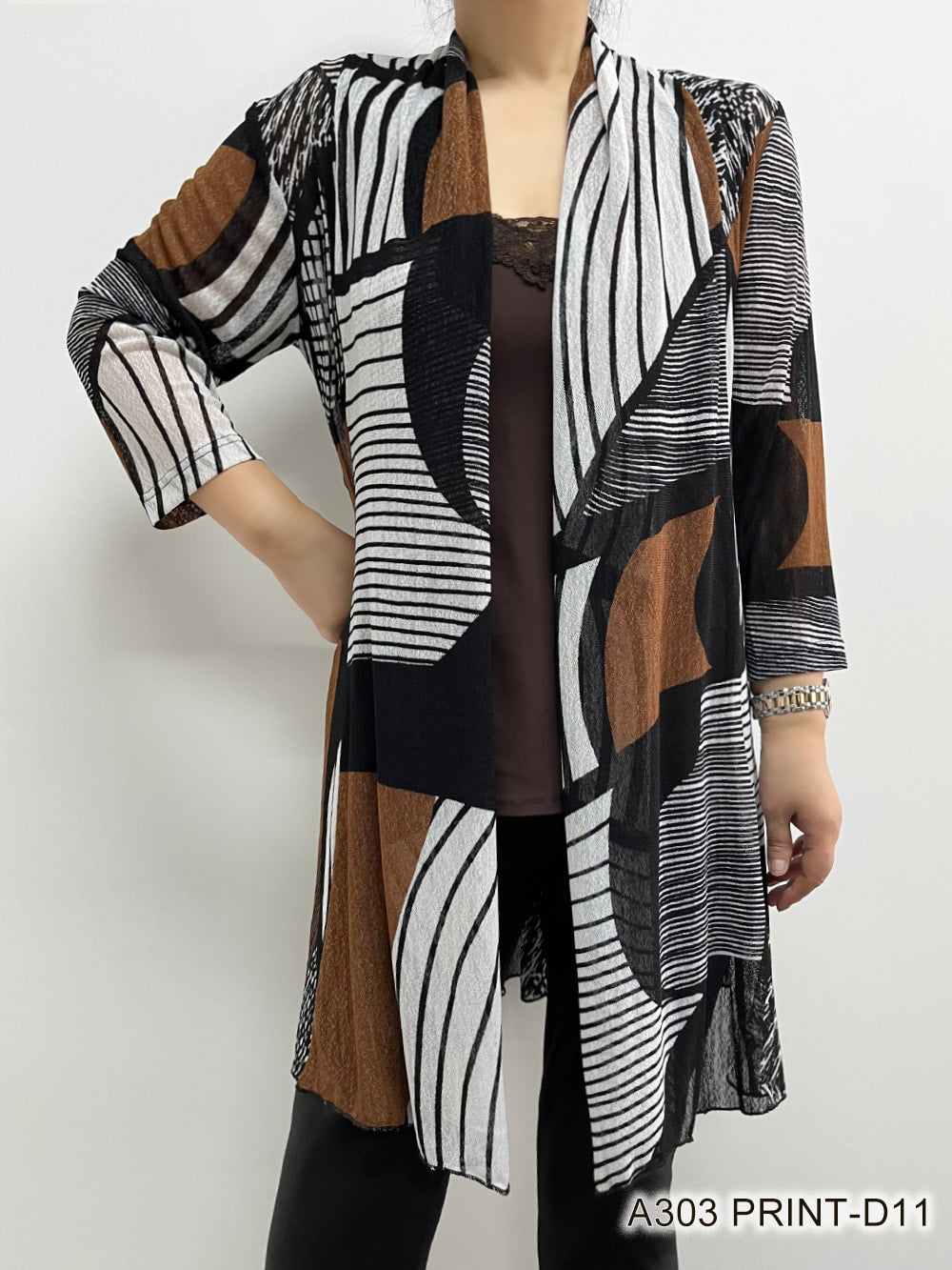 Creation Printed Mesh Cardigan #D11