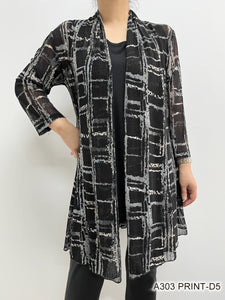 Creation Printed Mesh Cardigan #D5