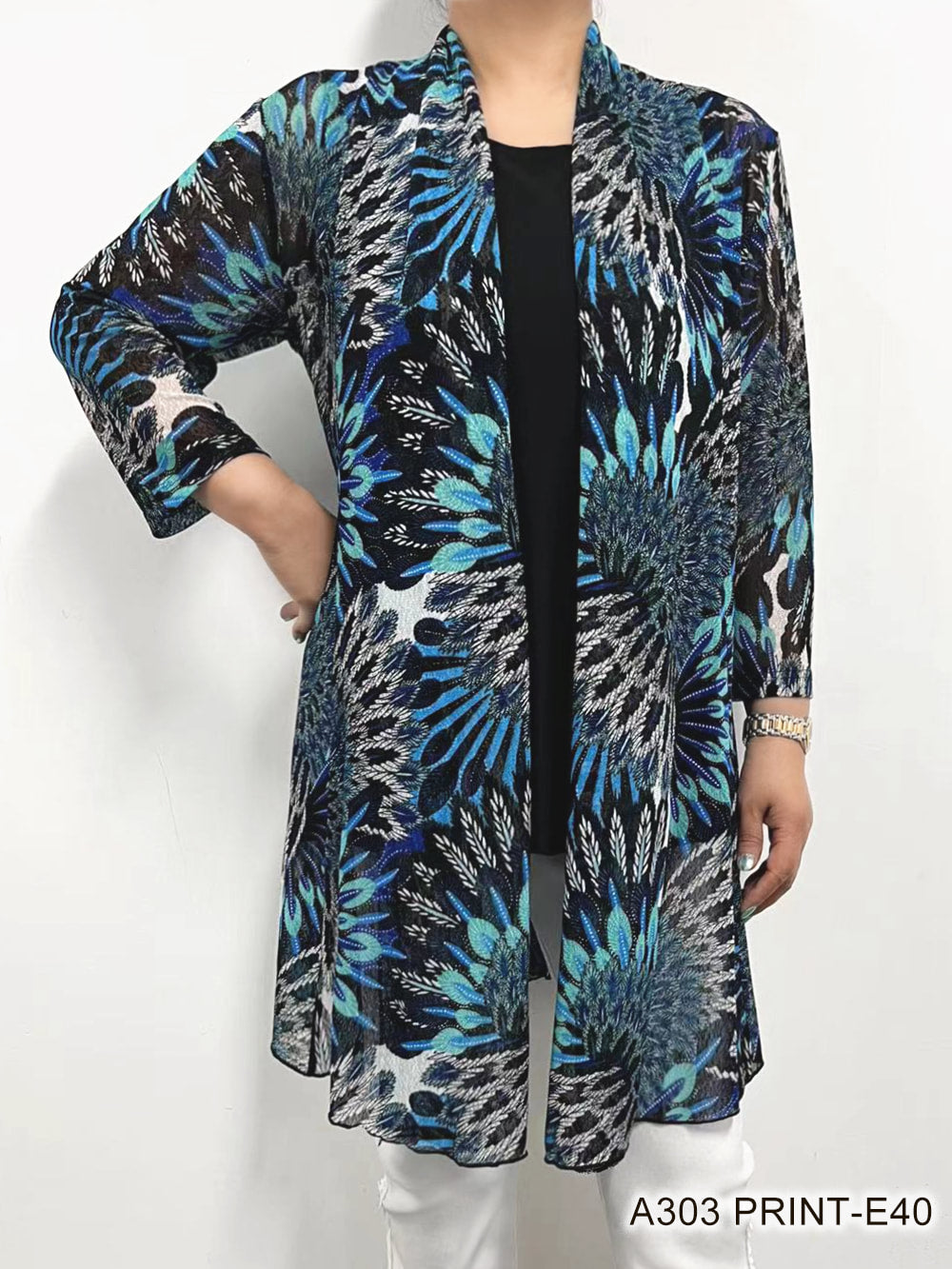 Printed Mesh Cardigan by Creation