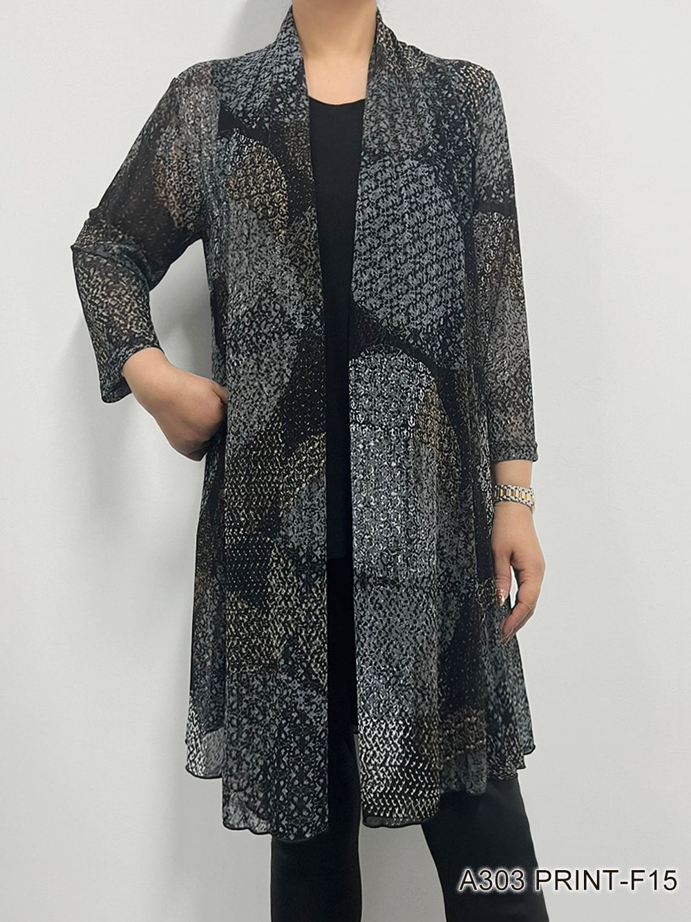 Printed Mesh Cardigan by Creation