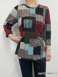 Square Printed 3/4 Sleeve Top by Creation