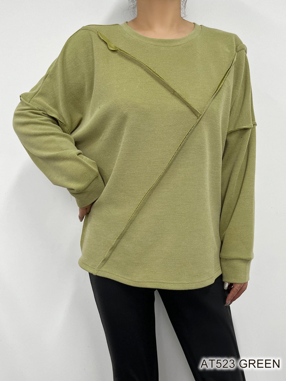 Creation Vita Drop Shoulder Slub Top - Lime