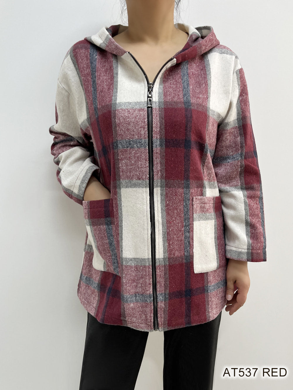 Creation Cabin Cozy Hoodie in Red Plaid