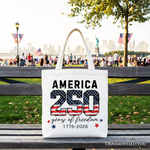 America 250 Years of Freedom Tote Bag, Patriotic USA Anniversary 1776 Canvas Tote