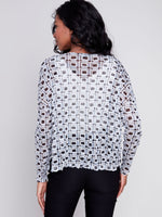 Charlie B Printed Crinkle Mesh Relax Top - Checkered