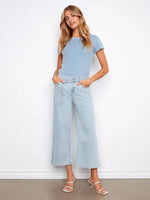 Charlie B Belted Cropped Wide Leg Jeans - Bleach Blue