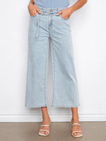 Charlie B Belted Cropped Wide Leg Jeans - Bleach Blue