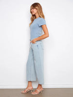 Charlie B Belted Cropped Wide Leg Jeans - Bleach Blue