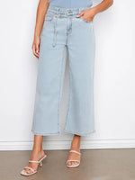 Charlie B Belted Cropped Wide Leg Jeans - Bleach Blue