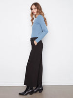 Charlie B Belted Wide Leg Crepe Pants - Black