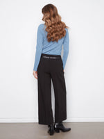 Charlie B Belted Wide Leg Crepe Pants - Black