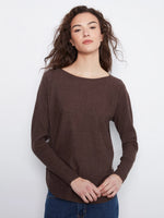 Charlie B Boat Neck Sweater with Side Buttons - Coffee
