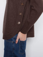 Charlie B Boat Neck Sweater with Side Buttons - Coffee