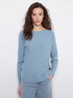 Charlie B Boat Neck Sweater with Side Buttons - Storm