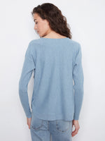 Charlie B Boat Neck Sweater with Side Buttons - Storm