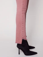 Charlie B Bootcut Jeans with Asymmetrical Fringed Hem - Raspberry