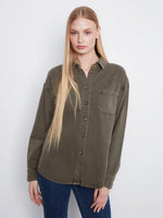 Charlie B Button-Front Twill Overshirt - Moss