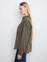 Charlie B Button-Front Twill Overshirt - Moss